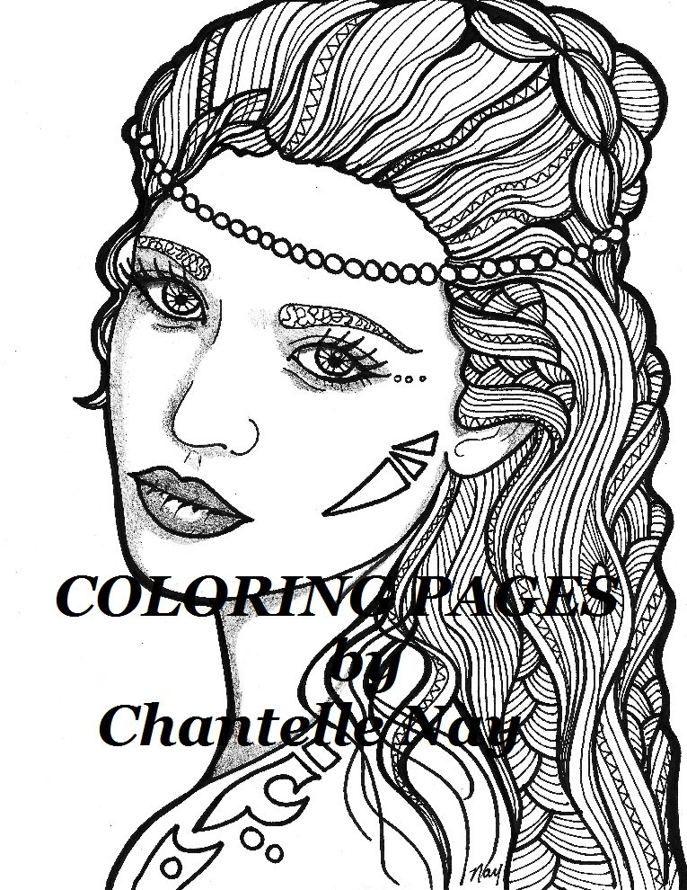 Coloring page woman face adult coloring picture zentangle advanced coloring printable design zena