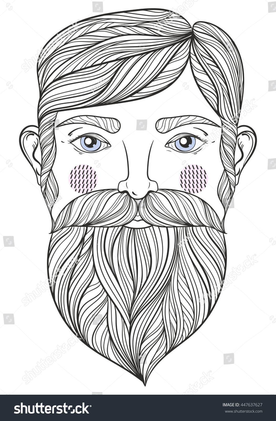 Vector zentangle portrait bearder man mustache stock vector royalty free