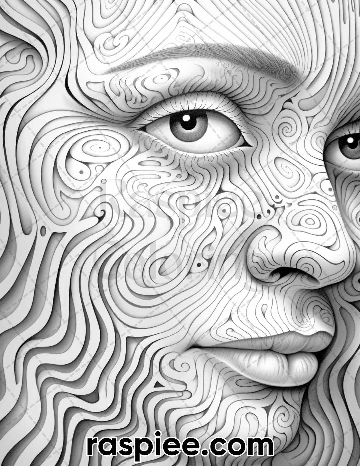 Abstract faces grayscale adult coloring pages printable pdf instan â coloring