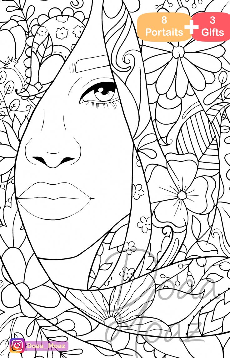 Adult coloring book gray scale portraits coloring pages pdf