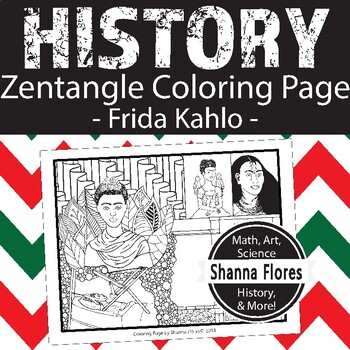 History frida kahlo zentangle coloring page