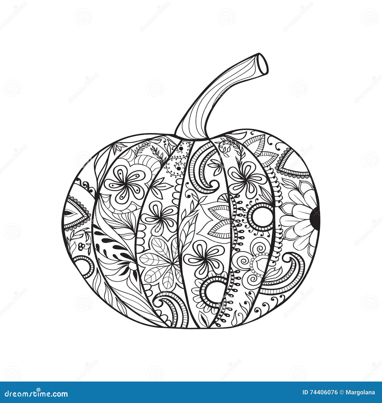 Zentangle style pumpkin for thanksgiving day halloween stock vector