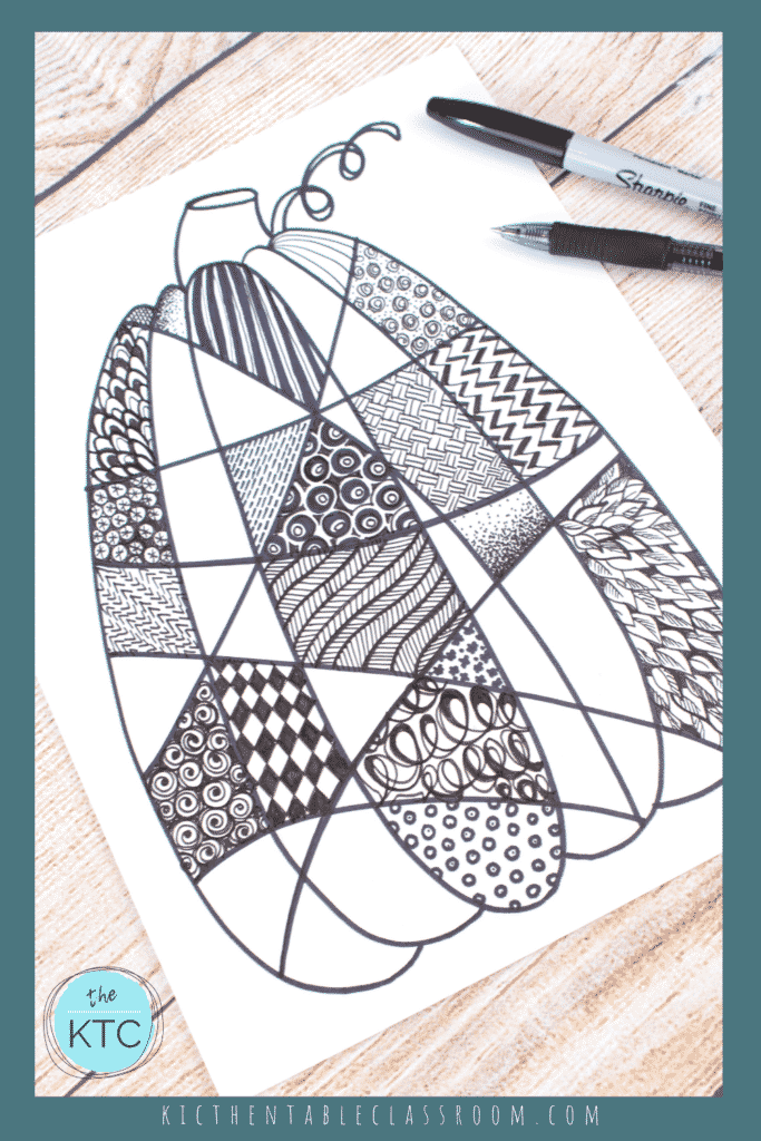 Zentangle pumpkin drawing