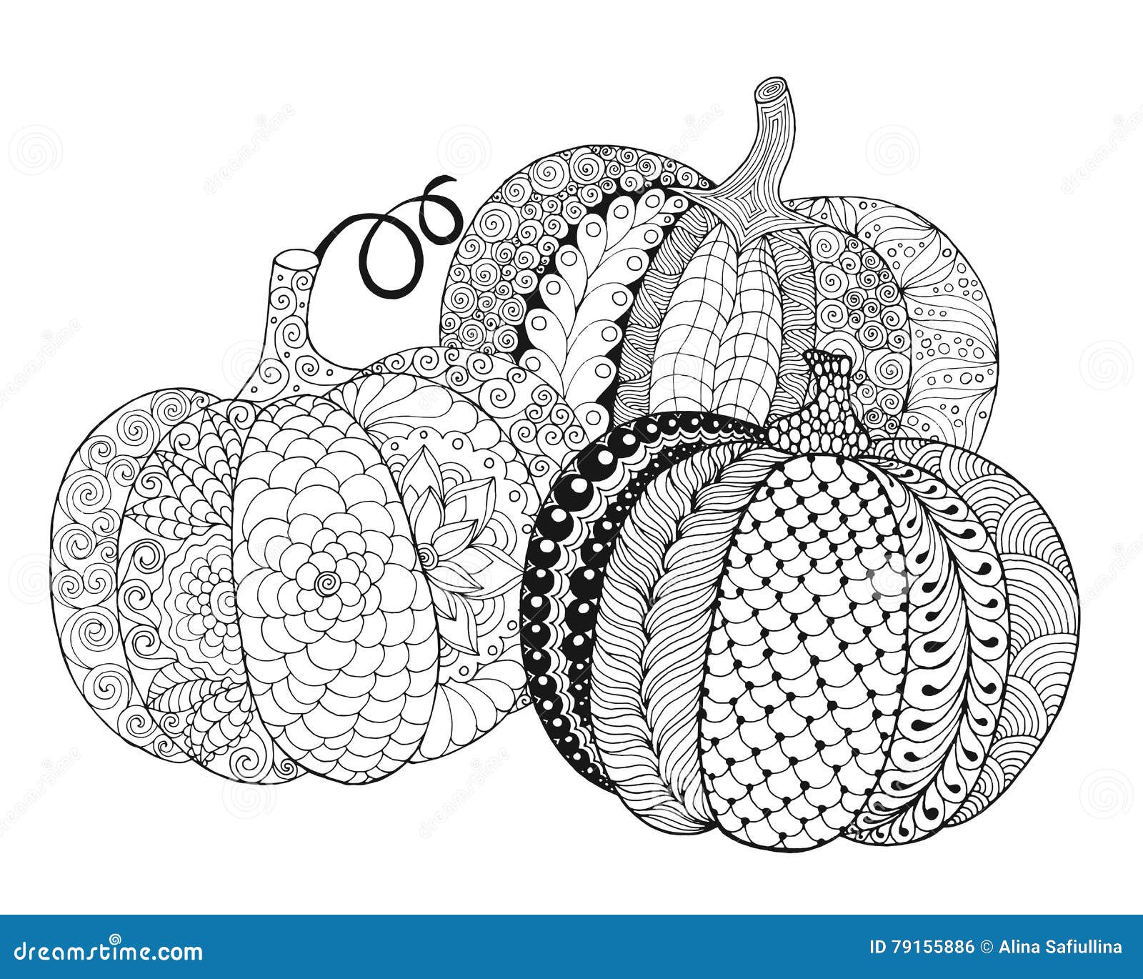 Zentangle stylized pumpkins stock vector