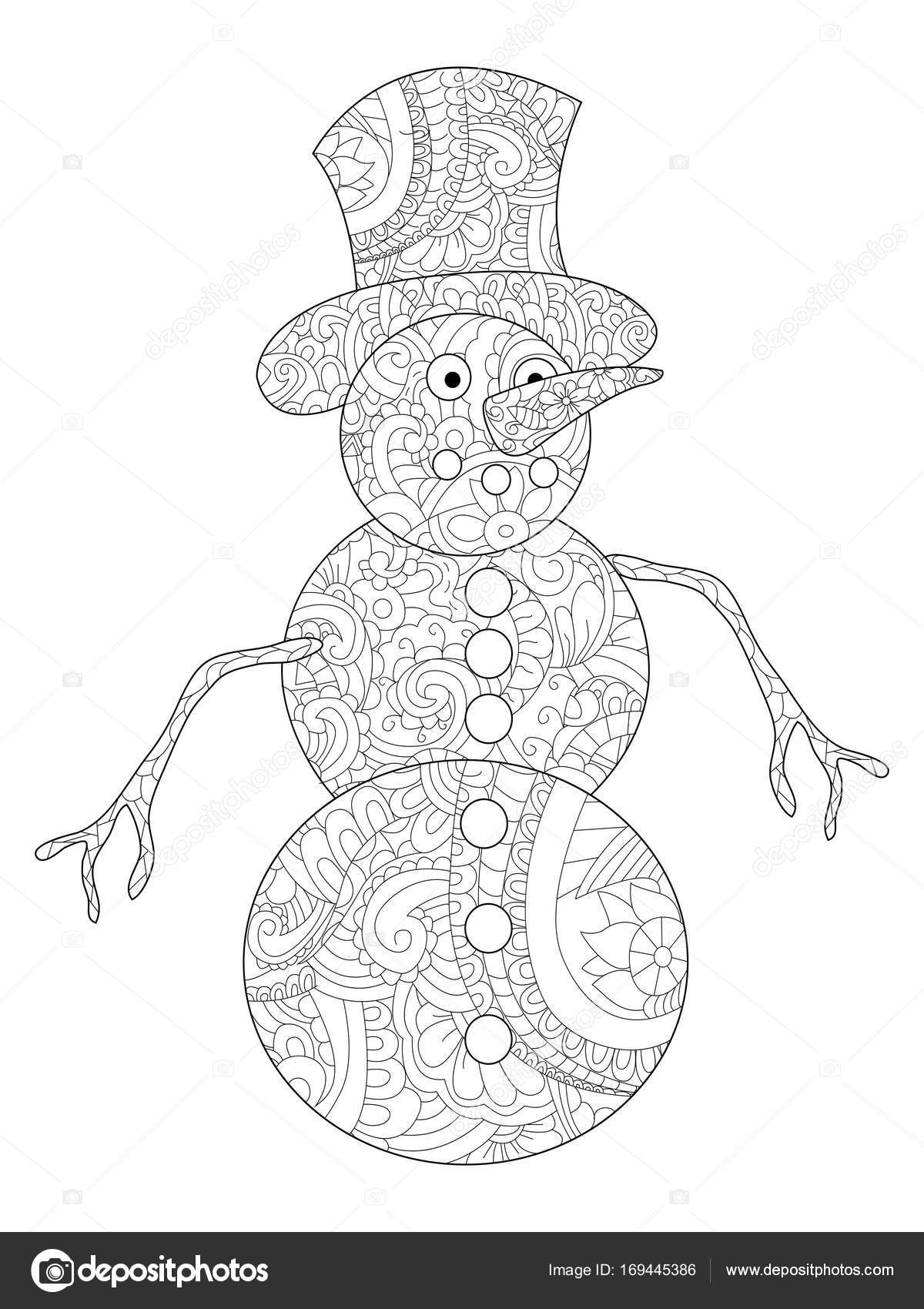 Snowman coloring book for adults vector stock vector by toricheksgmail