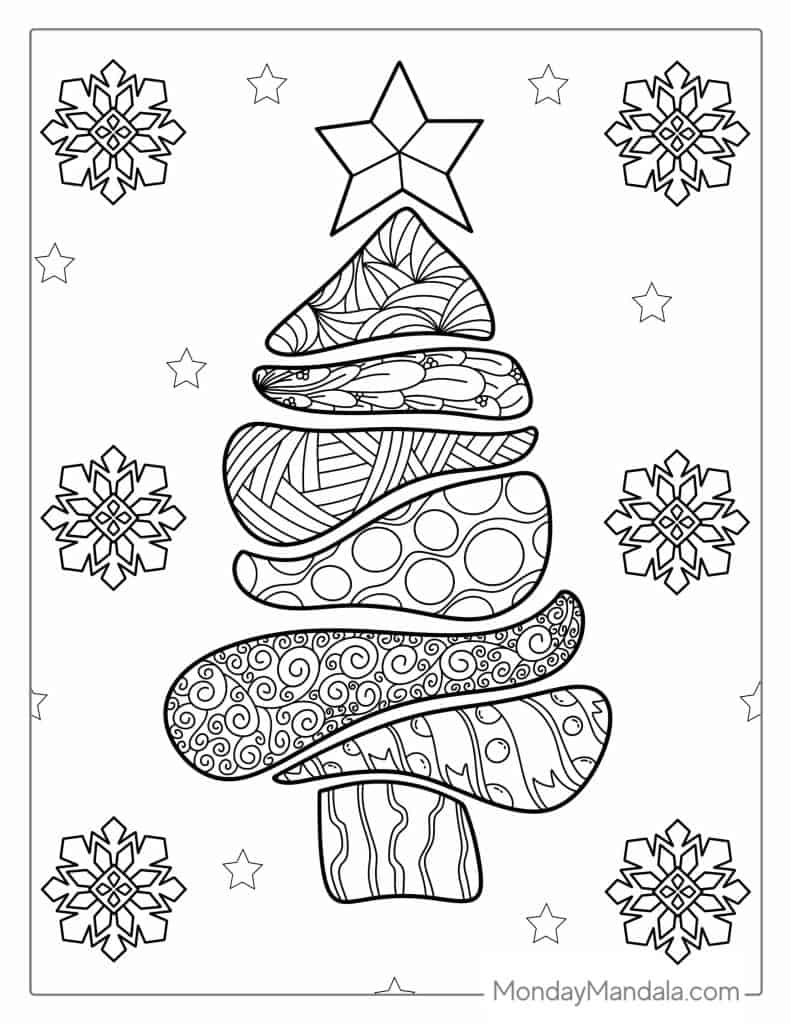 Christmas tree coloring pages free pdf printables