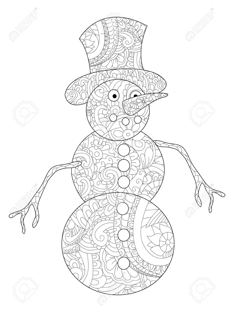Snowman coloring book for adults vector royalty free svg cliparts vectors and stock illustration image
