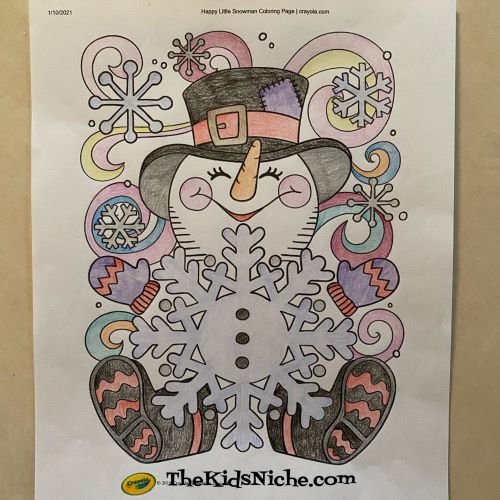 Crayola happy little snowman coloring page â the kids niche