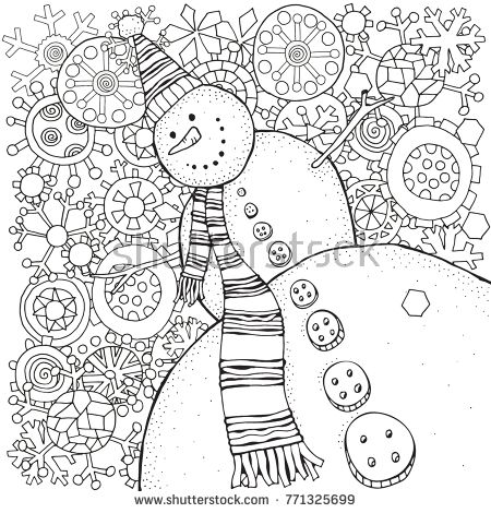 Cheerful snowman snowflakes wter snow sled stock vector royalty free shutterstock snowman colorg pages snowflake colorg pages christmas colorg pages