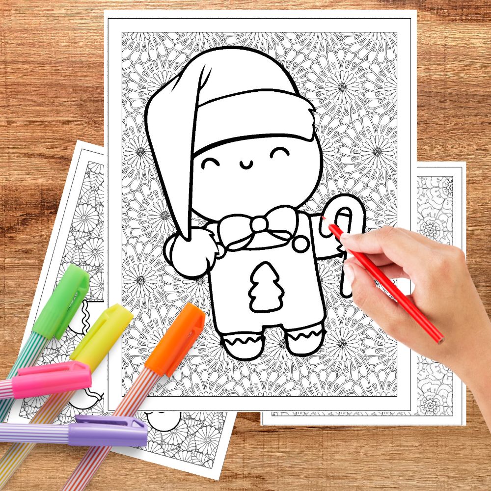 Gingerbread zentangle mandala coloring pageswinter mindfulness stress relief made by teachers
