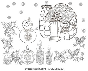 Colouring pictures house snowman coloring pages stock vector royalty free