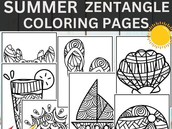 Zentangle summer coloring pages a relaxing way to unwind