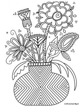 Zentangle coloring page flowers by love from miss h tpt