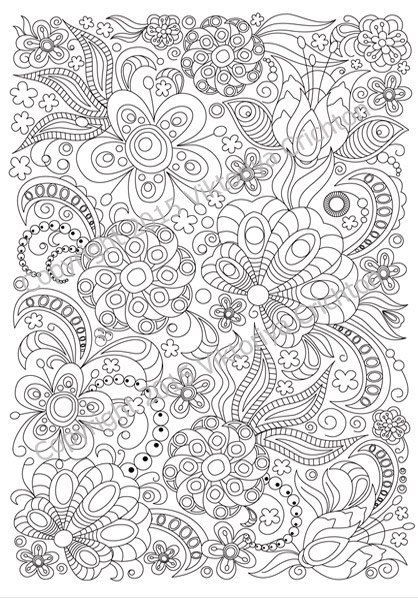Zentangle art coloring page for adults printable zentangle flowers pdf and jpeg coloring pattern