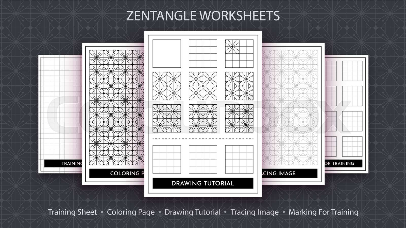 How to draw a zentangle step by step drawing tutorial draw guide simple instruction for kids and adults stock vector