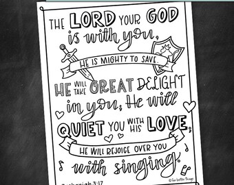 Bible verse coloring page zephaniah printable bible coloring page christian kids activities sunday school craft mighty to save