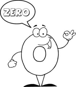 Number says zero coloring page from english cartoon numbers