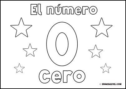 Number zero in spanish coloring page spanish level