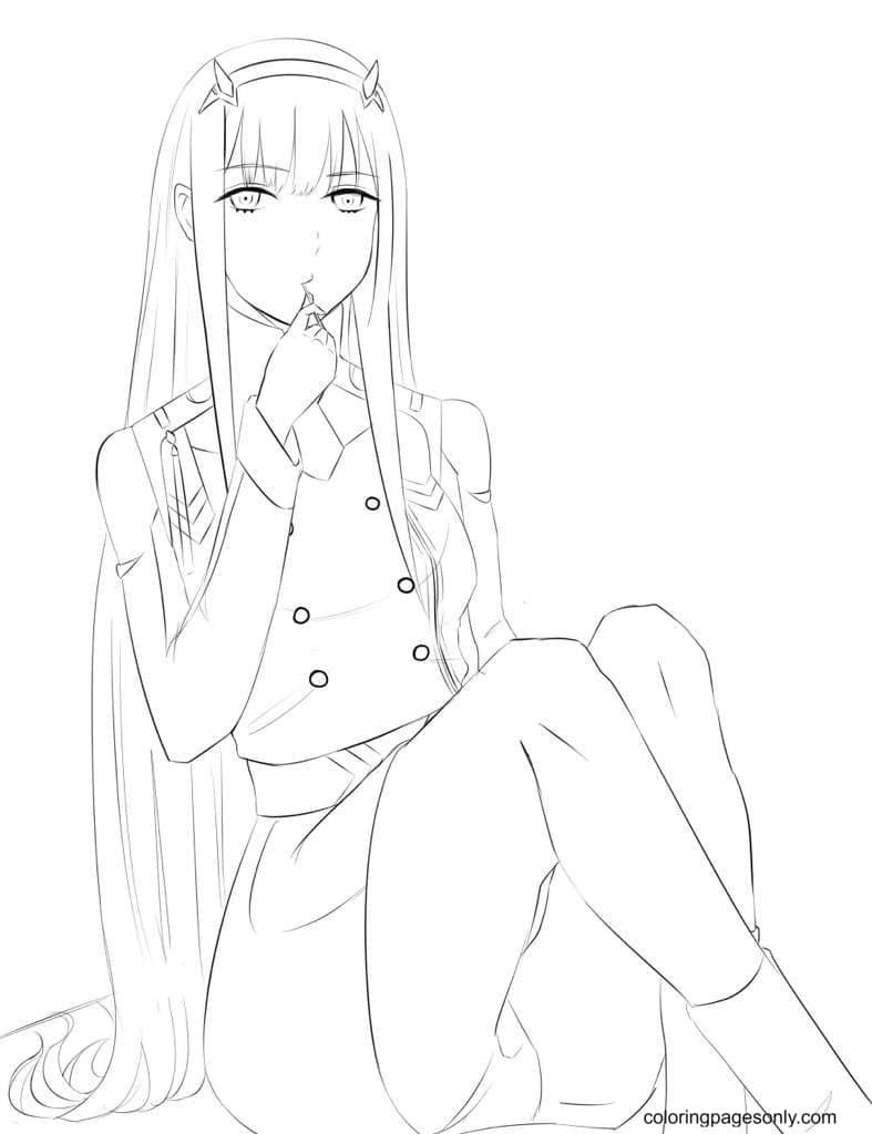 Zero two coloring pages printable for free download