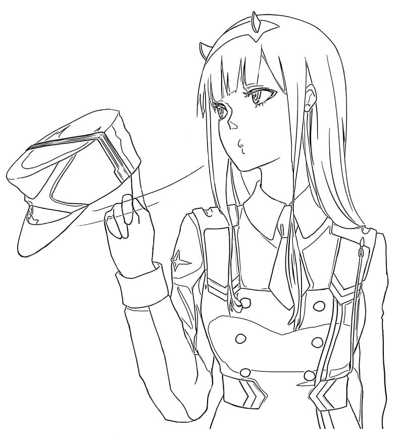 Lovely zero two coloring page