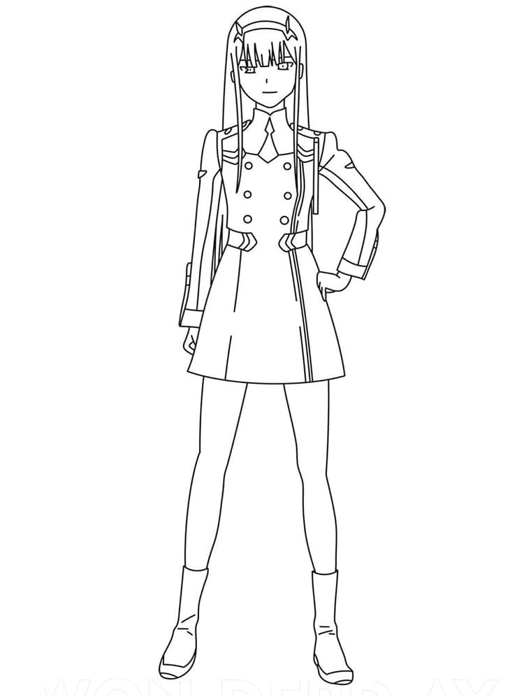 Zero two is cool coloring page