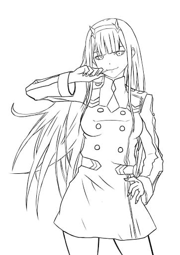 Darling in the franxx zero two pages to color download and print