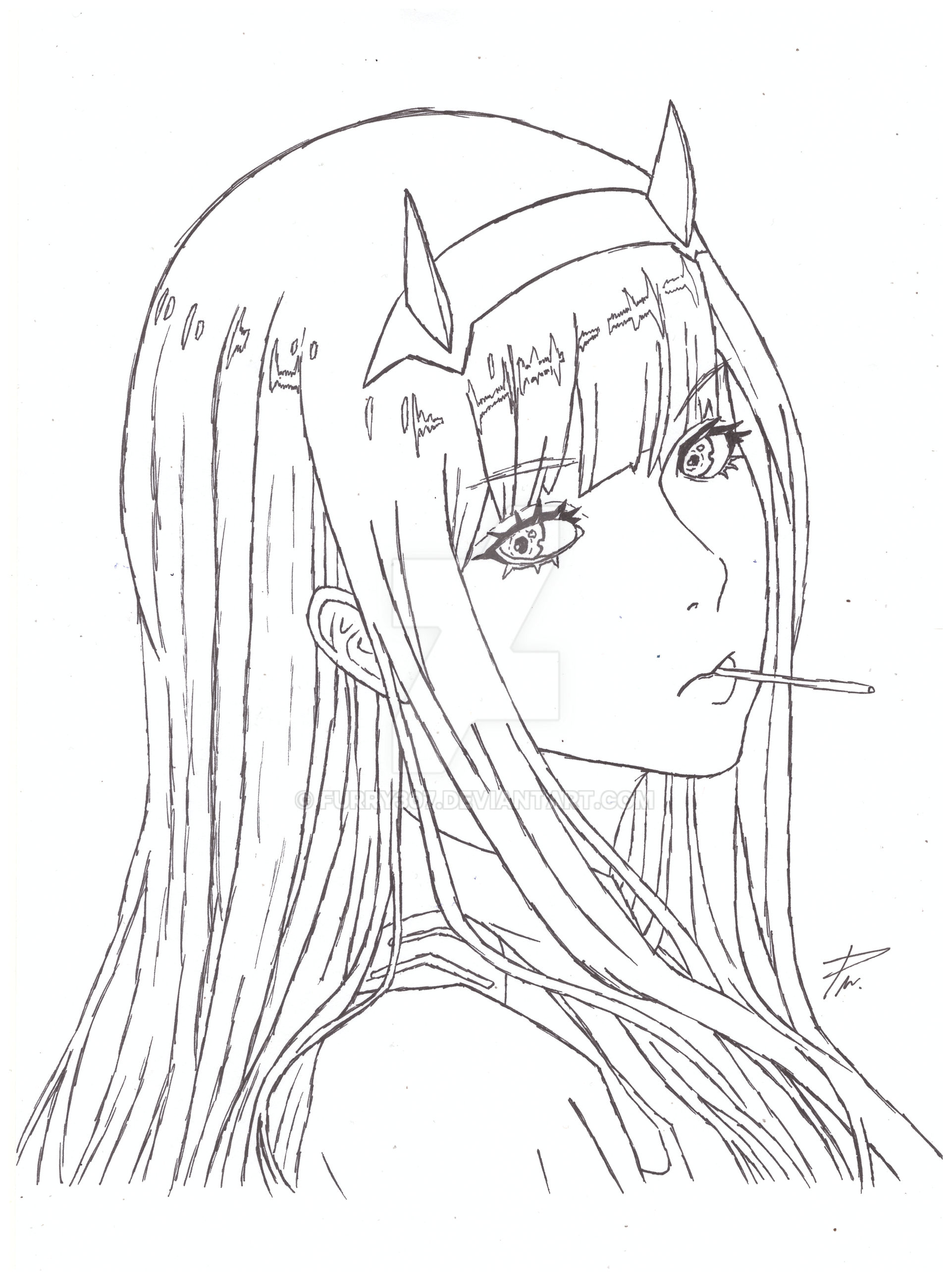 Zero two sketch by furry on