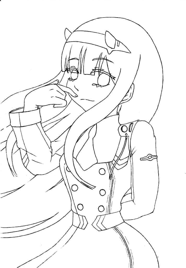 Cute zero two coloring page
