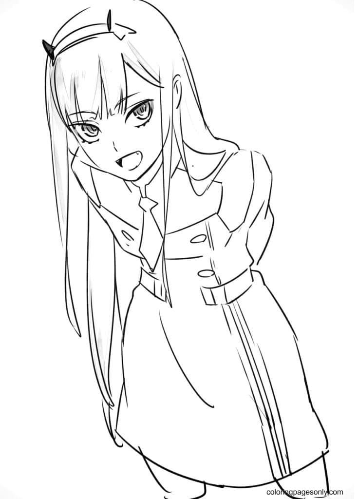 Zero two coloring pages printable for free download