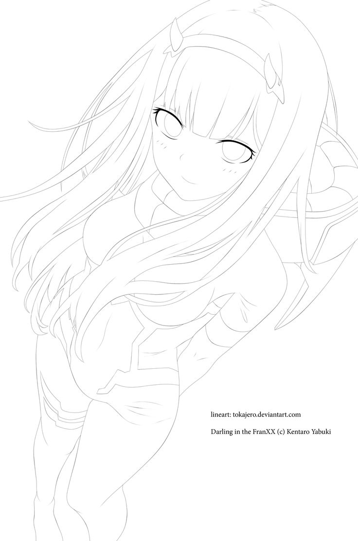 Darling in the franxx zero two by tokajero on deviantart anime lineart anime sketch anime character drawing