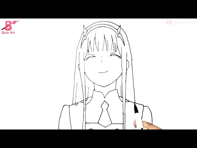 How to draw zero two step by step darling in the franxx