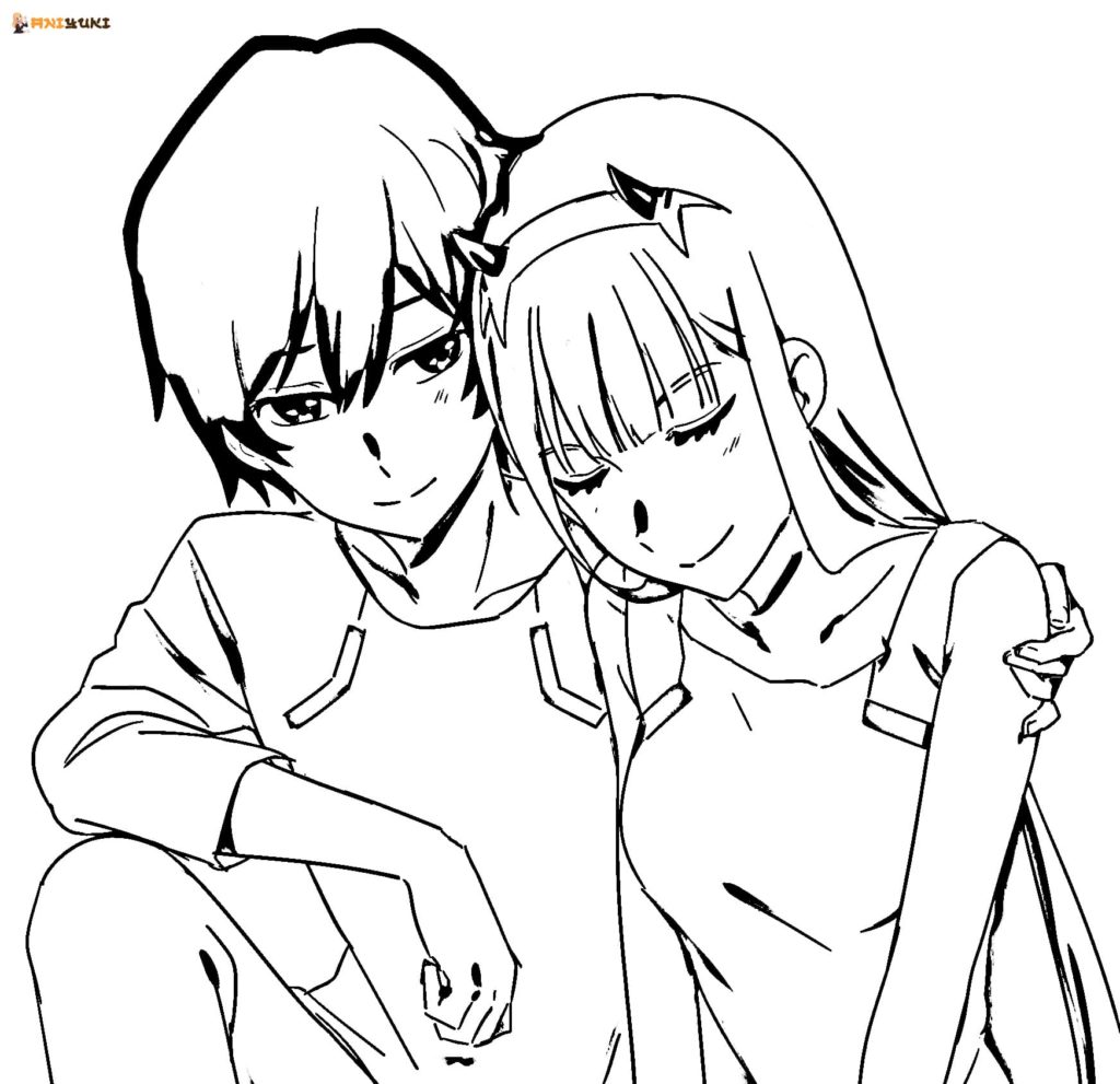 Anime couple coloring pages