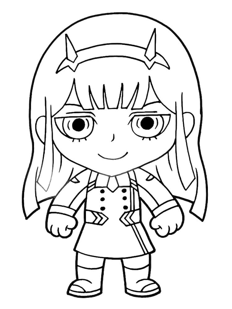 Chibi zero two coloring page