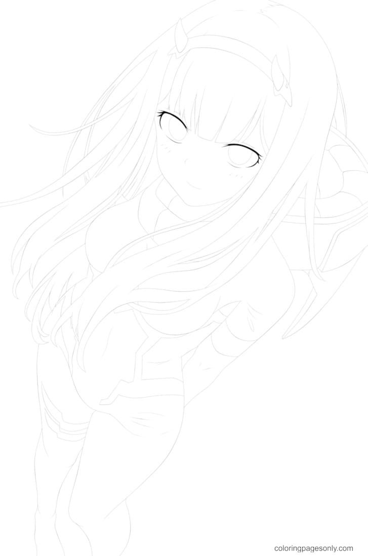 Zero two coloring pages printable for free download