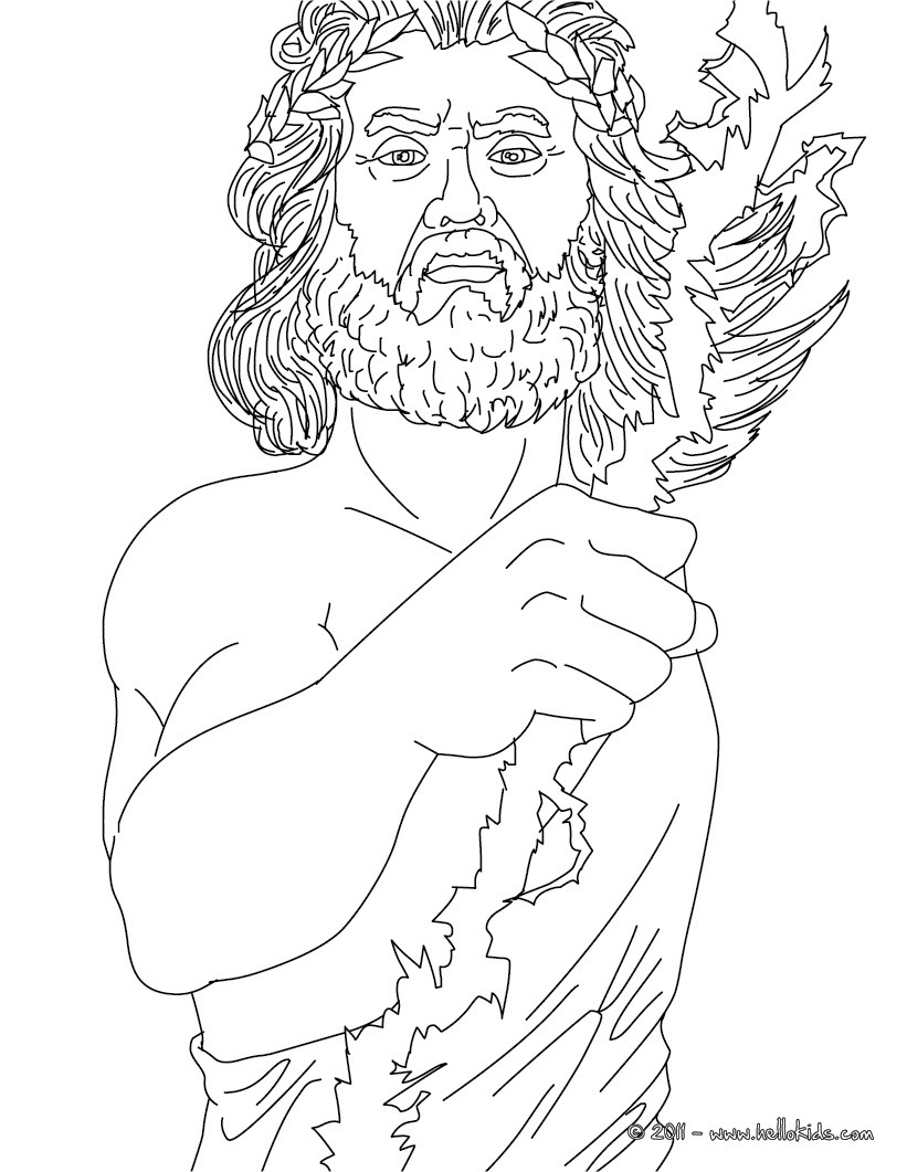 Zeus the greek king of the gods coloring pages