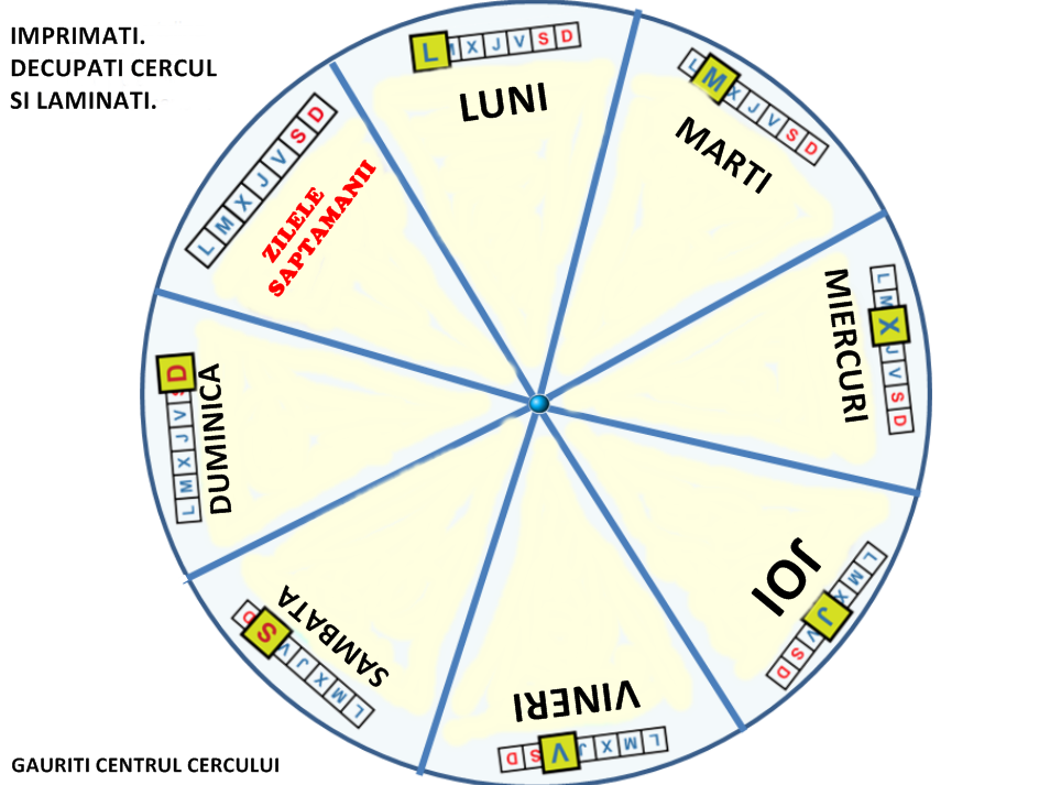 Fise cu zilele saptamanii pie chart chart