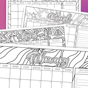 Free printable coloring calendar