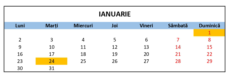 Calendar zile libere â model word pdf sau excel