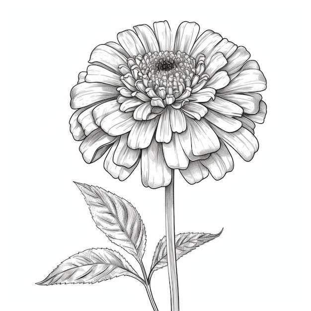 Premium ai image monochrome zinnia flower coloring pages for free