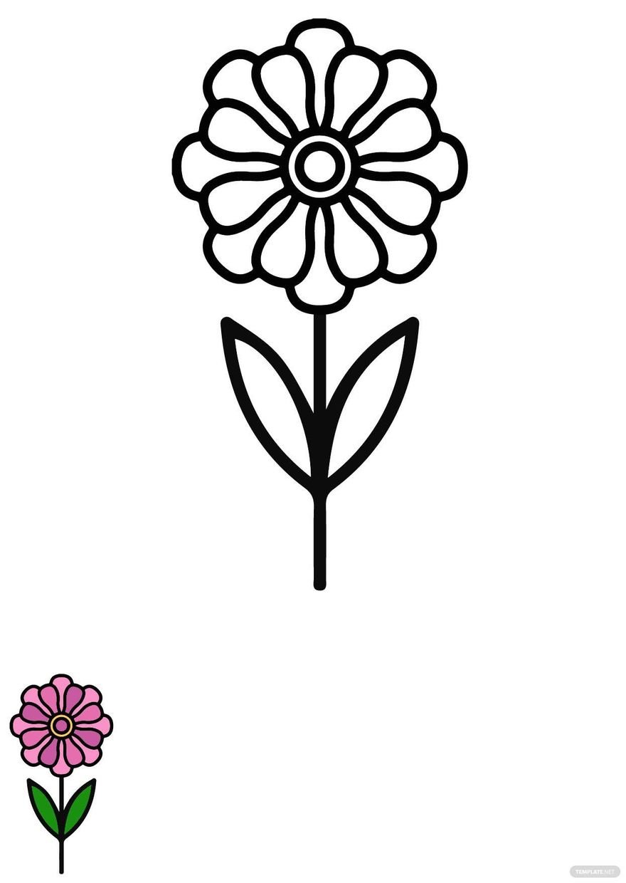Free zinnia flower coloring page