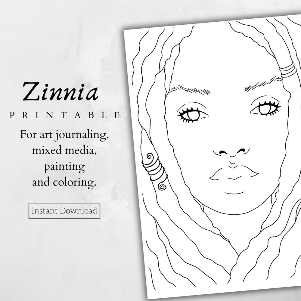 Zinnia afro girl printable printable collage paper â a painted page