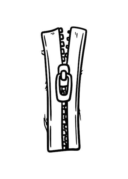 Premium vector zipper with fastener doodle linear cartoon coloring book