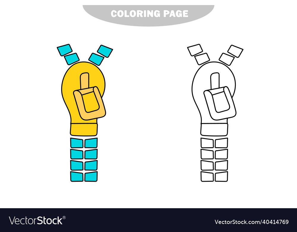 Simple coloring page cartoon zipper royalty free vector
