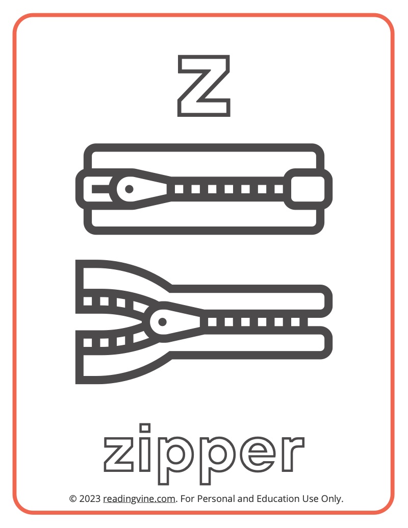 Letter z coloring pages