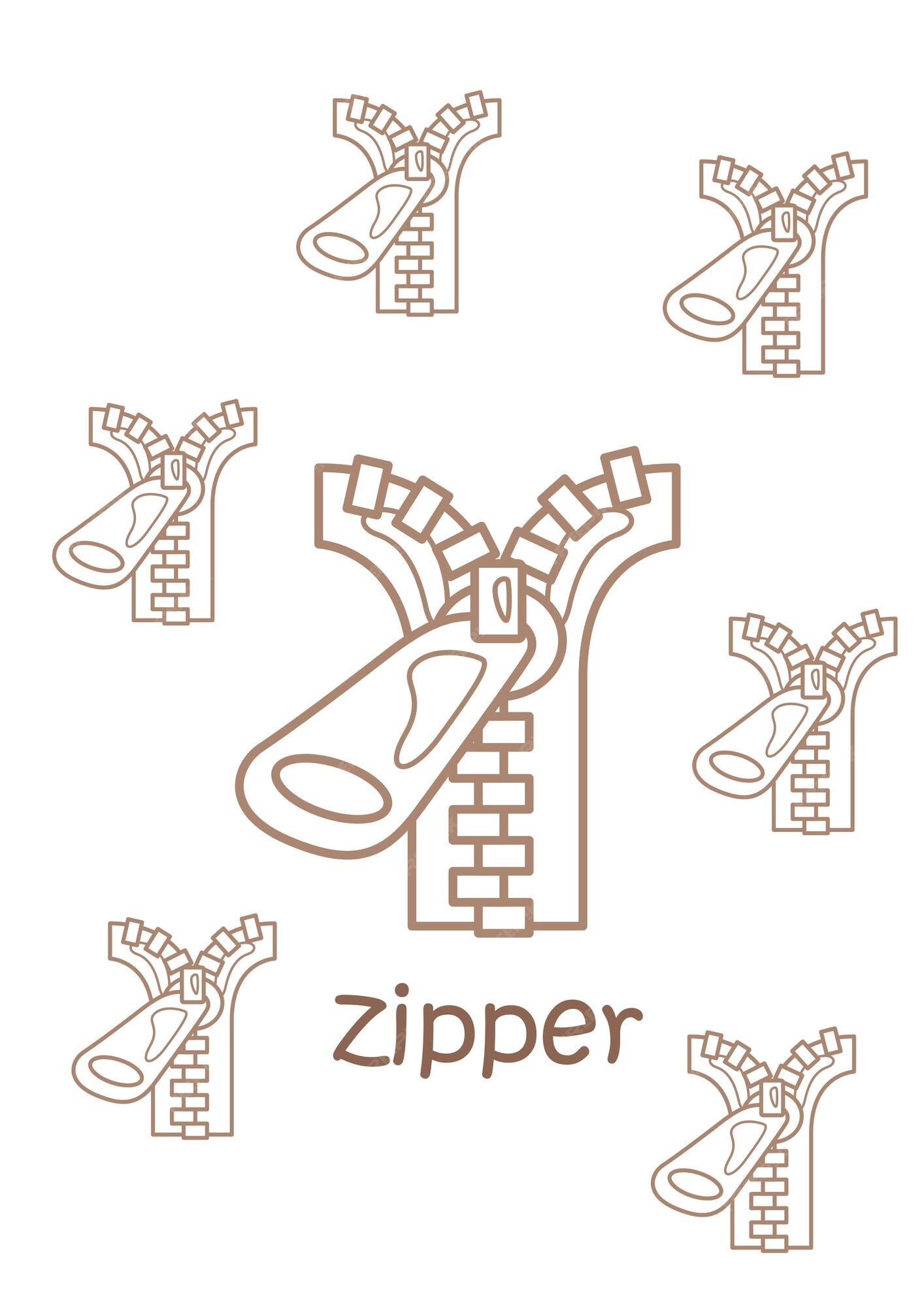 Premium vector alphabet z for zipper vocabulary school lesson cartoon coloring pages for kids and adult