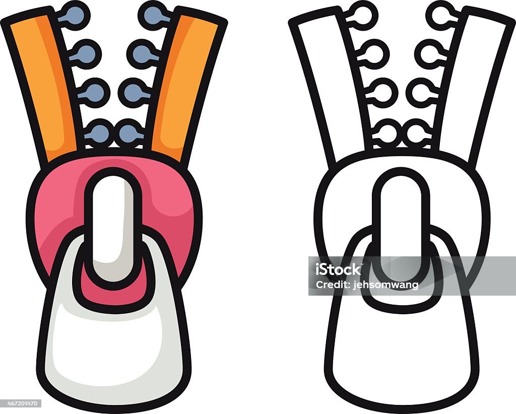 Colorful and black and white zipper for coloring book stock illustration