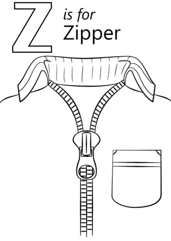 Letter z is for zipper coloring page from letter z category select from printable crafts of cartoonsâ letter z crafts letter a crafts abc coloring pages
