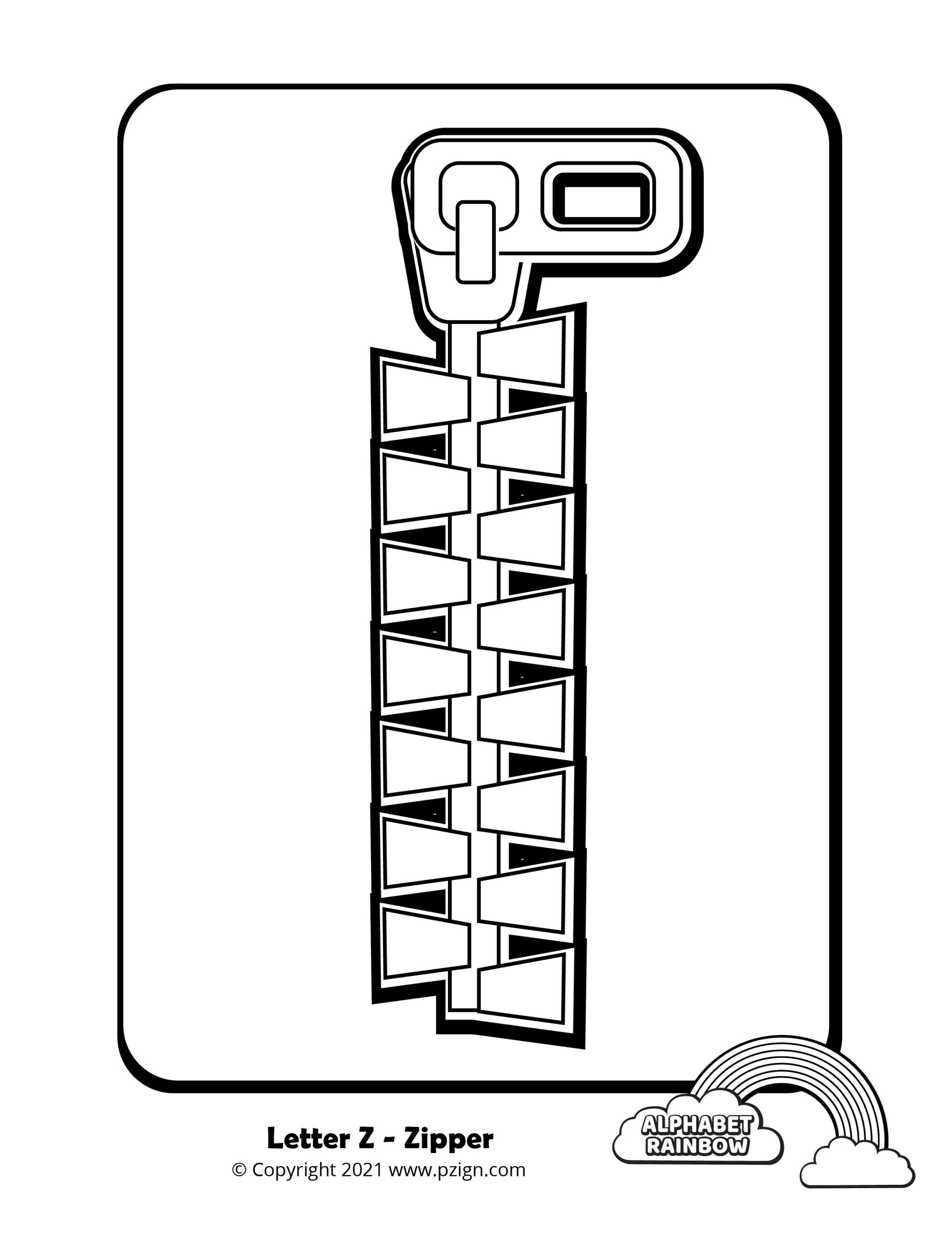 Alphabet rainbow â letter z coloring pages