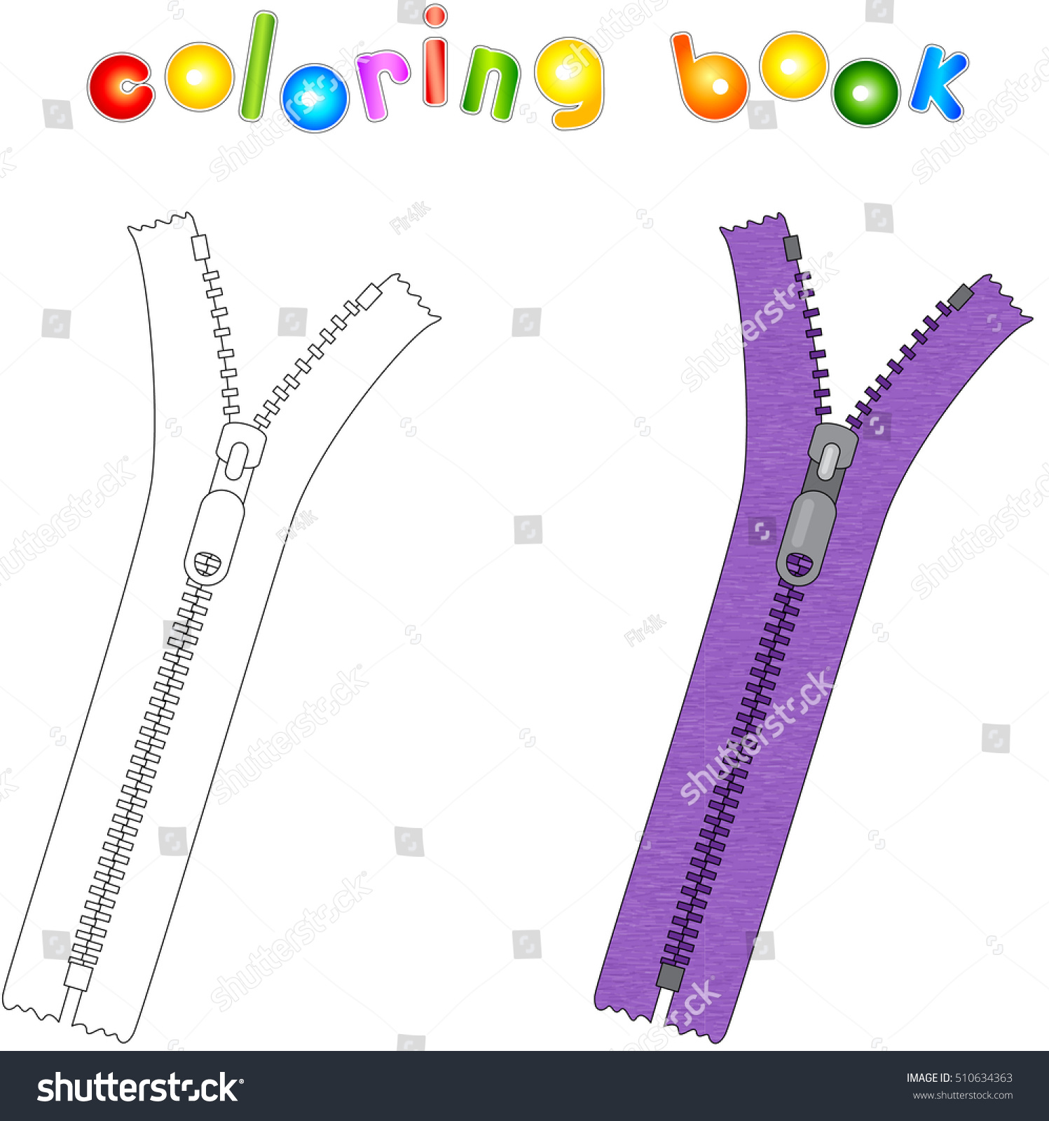 Cartoon zipper coloring book kids stock illustration