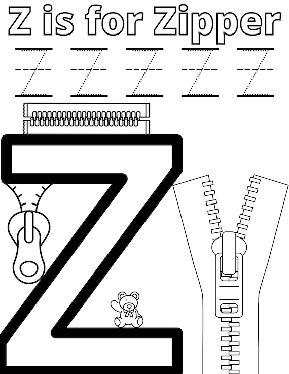 Kids coloring book a to z learning printable instant download